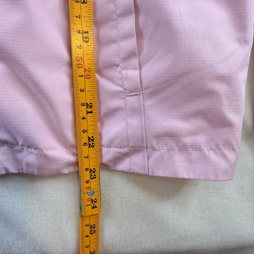 Eddie Bauer Kids M 10/12 Pink Blue Hooded Rain Jacket Windbreaker Girls